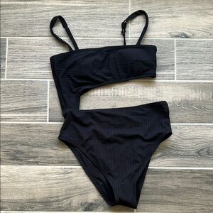 Shade & Shore Black One Piece Asymmetrical Swimsuit